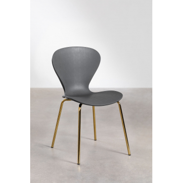 Set Van 2 Stapelbare Eetkamerstoelen Uit Donkergrijs & Goud - Sklum