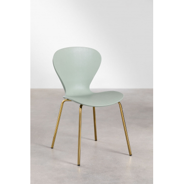 Set Van 2 Stapelbare Eetkamerstoelen Uit Celadon & Goud - Sklum