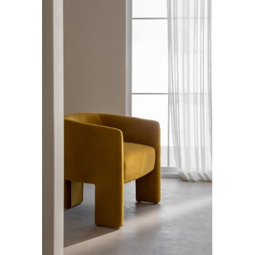 Fauteuil In Fluweel Xastru Mostaza - Sklum