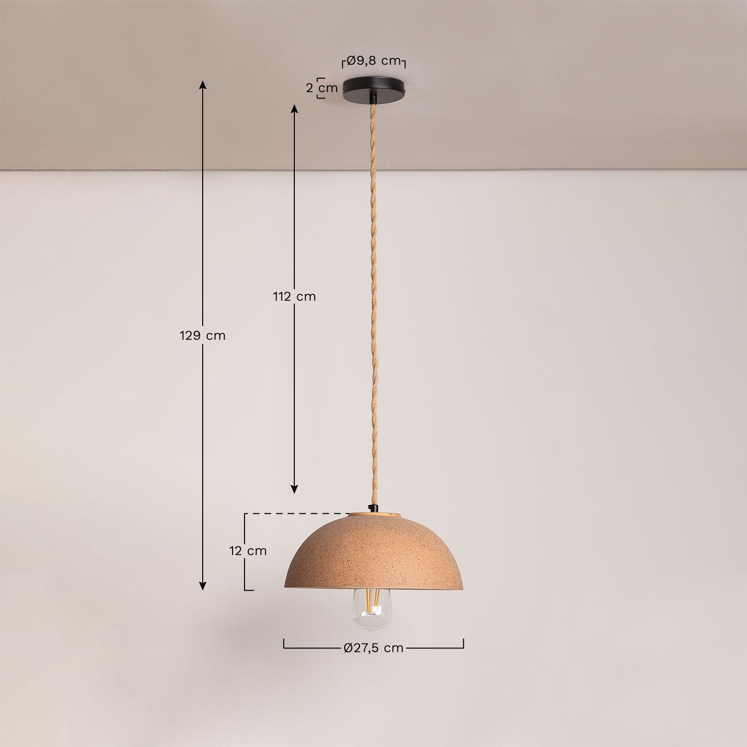 Porseleinen plafondlamp Ouval, AFMETINGEN