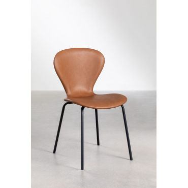 Set Van 2 Stapelbare Eetkamerstoelen In Kunstleer Uit Kameel & Zwart - Sklum