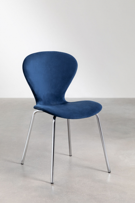 Set van 2 stapelbare eetkamerstoelen van fluweel - Blauw