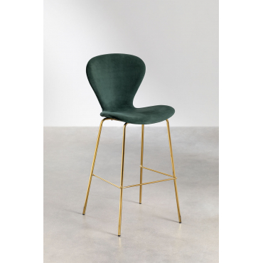Hoge Kruk In Fluweel Uit Jungle Groen & ↑75 Cm & Goud - Sklum