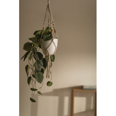 Macrame Hangende Plantenbak Xerxes Beige – Crème - Sklum
