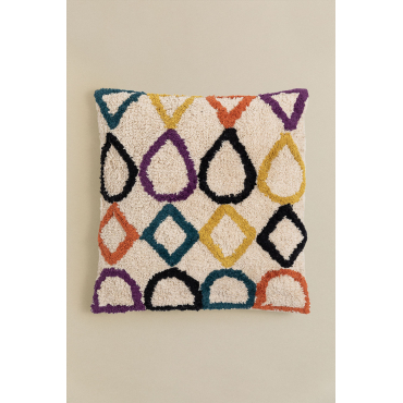 Vierkant Katoenen Kussen (43x43 Cm) Plui Meerkleurig Classic - Sklum