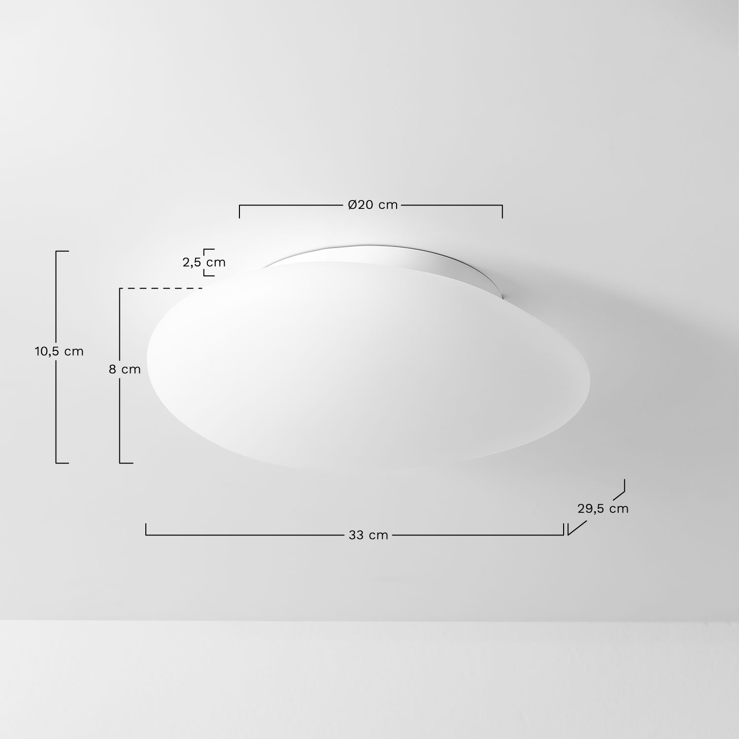 Ronde plafondlamp van ijzer Maksim, AFMETINGEN
