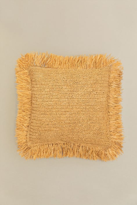 Vierkant kussen 45x45 cm van gevlochten raffia Doncka