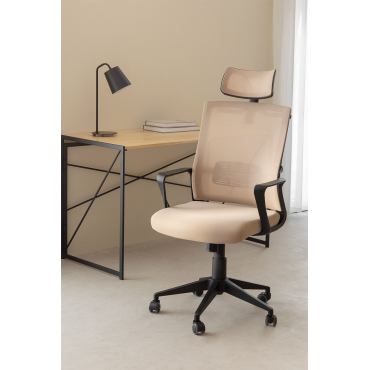 Teill Black Bureaustoel Met Wielen En Hoofdsteun Beige Amandelroos - Sklum