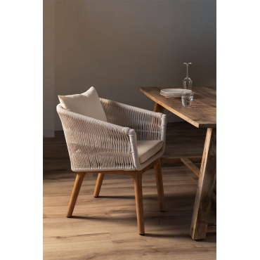 Set Van 2 Eetkamerstoelen Van Acaciahout En Gevlochten Touw Barker Gardenia Wit - Sklum