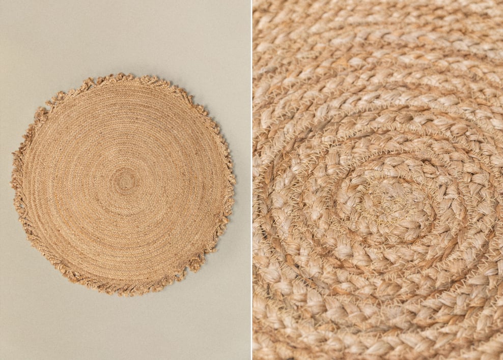 Ronde vloerkleed van natuurlijk jute Ondes