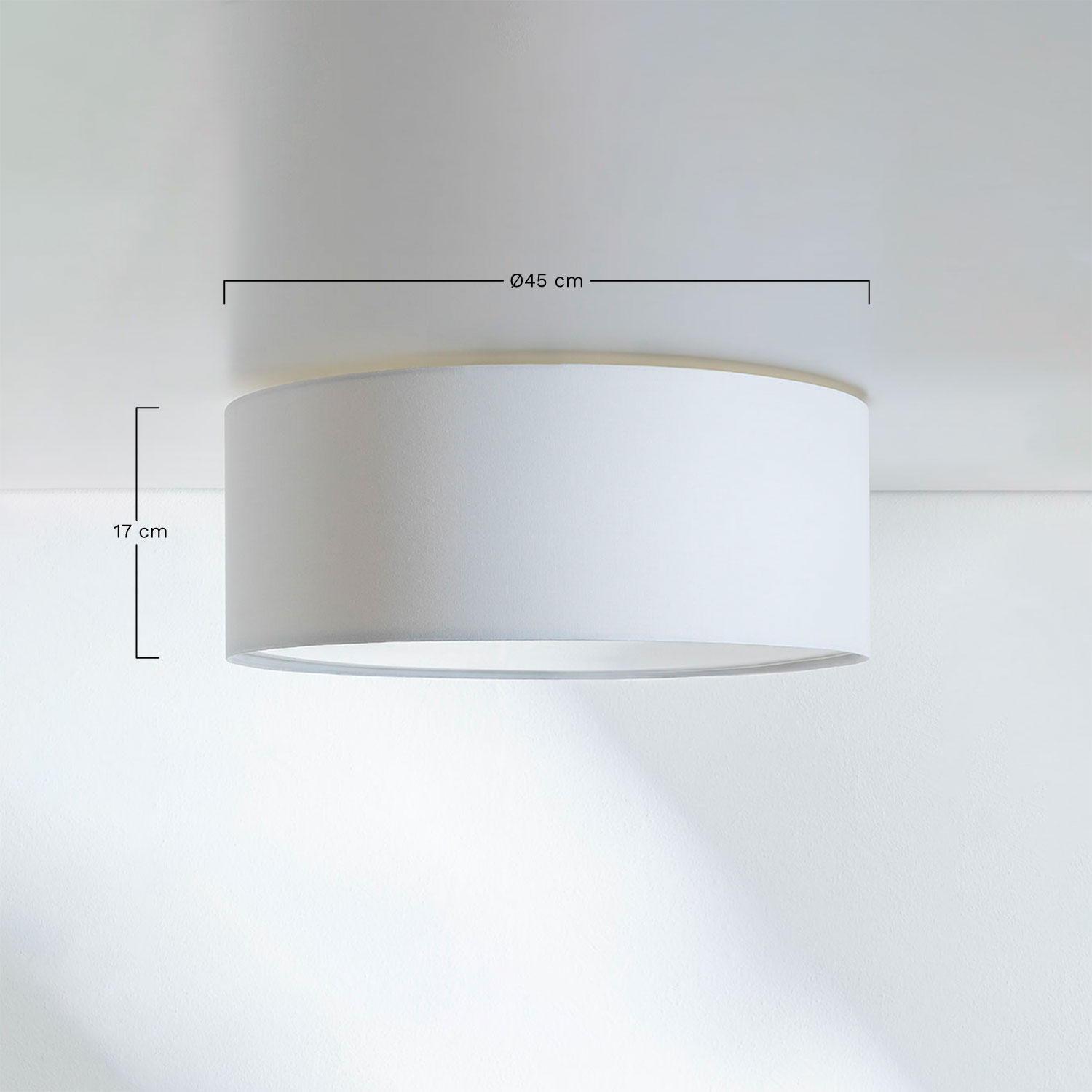 Stoffen Plafondlamp Dustyn, AFMETINGEN