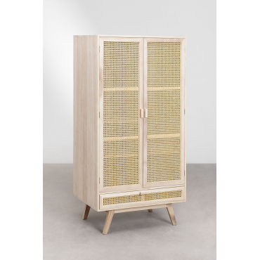 Houten Kledingkast Met Lade Ralik Design Natuurlijk Hout - Sklum