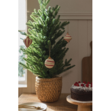 Set Van 3 Handgemaakte Kerstversieringen In Grisen Papier-maché Granaat - Sklum
