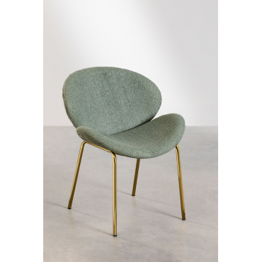Set Van 2 Eetkamerstoelen Bekleed Met Chenille Fior Groen – Spar & Goud - Sklum