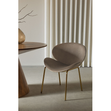 Eetkamerstoel In Fluweel Fior Gold Grijs – Taupe – Koel & Goud - Sklum