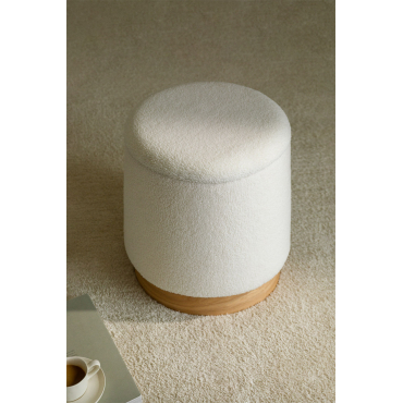Ronde Bladerdeeg Met Opslag In Mineyster Chenille White - Sklum