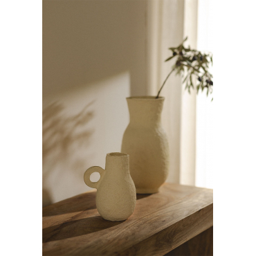 Decoratieve Handgemaakte Vaas In Papier-maché Delores Beige – Crème - Sklum