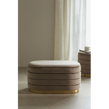 Bradford Fluwelen Opbergbank Grijs – Taupe – Koel - Sklum