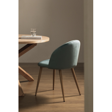 Set Van 2 Fluwelen Eetkamerstoelen Kana Grün Tanne & Natuurlijk Hout - Sklum