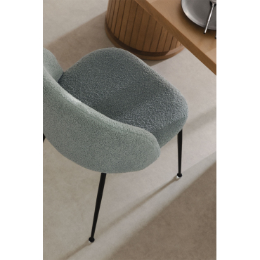 Kana Design Eetkamerstoel In Teddystof Celadon & Zwart - Sklum