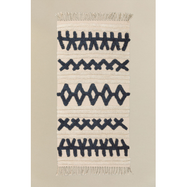 Katoenen Vloerkleed 160x70 Cm Belin Wit – Zwart - Sklum