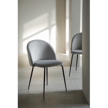 Set Van 2 Fluwelen Eetkamerstoelen Kana Design Perłowoszary & Zwart - Sklum