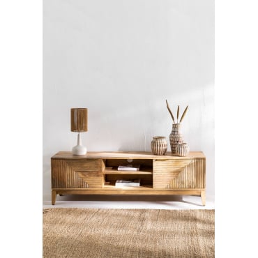 Tv-meubel 165x40 Cm In Mangohout Baty Design Natuurlijk Hout - Sklum