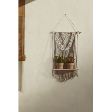 Nicator Macrame Wandtapijt Met Wandplank Beige – Crème - Sklum