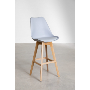 Set Van 2 Hoge Krukken 75 Cm Met Kussen In Kunstleer Nordic Grijs - Dolfijn - Sklum
