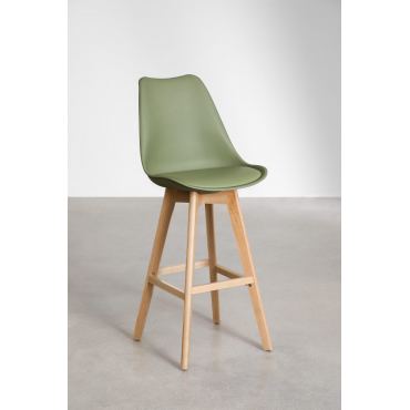 Set Van 2 Hoge Krukken 75 Cm Met Kussen In Kunstleer Nordic Leger Groen – Koel - Sklum