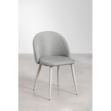 Set Van 4 Kana Deluxe Eetkamerstoelen Grijs – Taupe – Koel & Linnen Grijs – Beton - Sklum