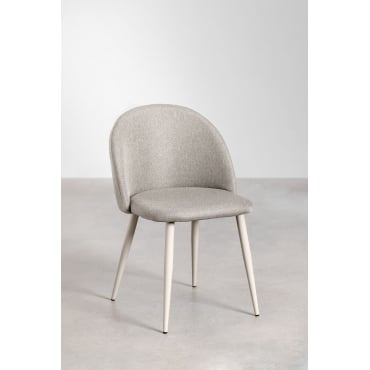Set Van 4 Kana Deluxe Eetkamerstoelen Beige – Crème & Linnen Bruin - Mokka - Sklum