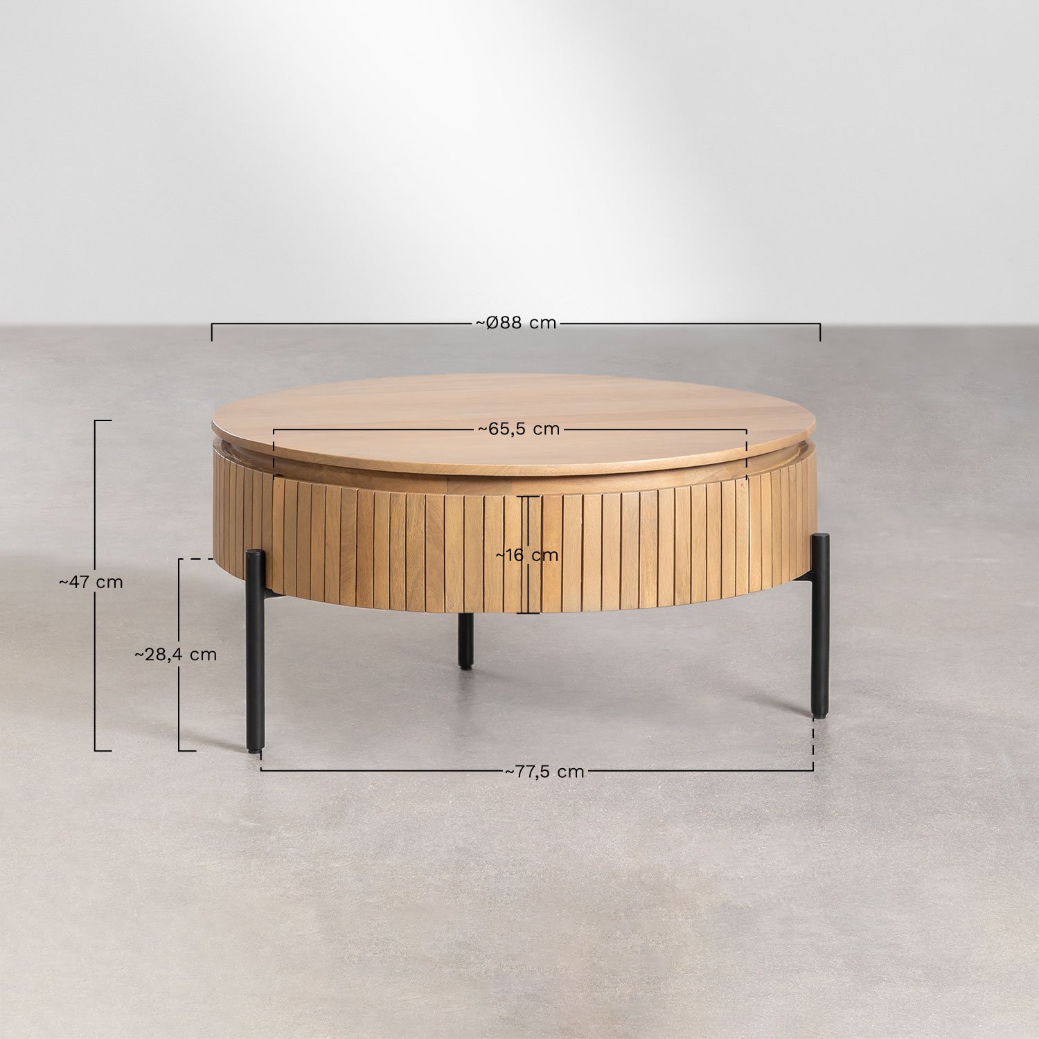 Analis ronde salontafel van mangohout    , AFMETINGEN