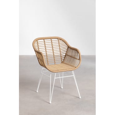 Zole Synthetische Rieten Tuinstoel Wit & Geen Kussen - Sklum