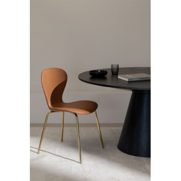 Set Van 4 Stapelbare Eetkamerstoelen In Kunstleer Uit Kameel & Goud - Sklum