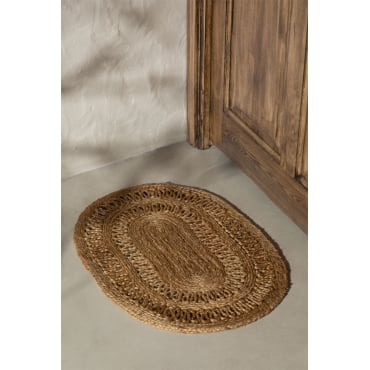 Ovale Deurmat In Jute 60x45 Cm Koblet Yute - Sklum