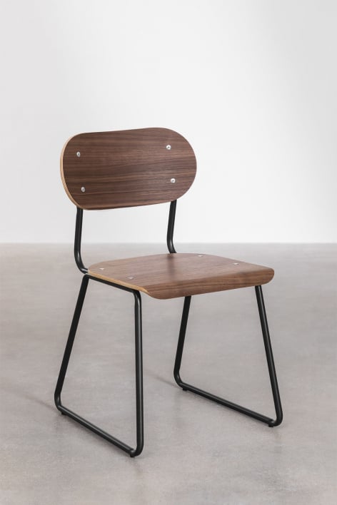 Set van 2 Jodie eetkamerstoelen van walnootfineer - Zwart