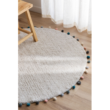 Ronde Katoenen Vloerkleed Ø125 Cm Cinder Kids Gris Nube - Sklum
