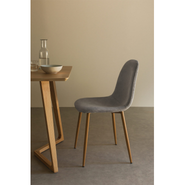 Pak 2 Eetkamerstoelen In Glamm Corduroy Nerts Grijs & Natuurlijk Hout - Sklum