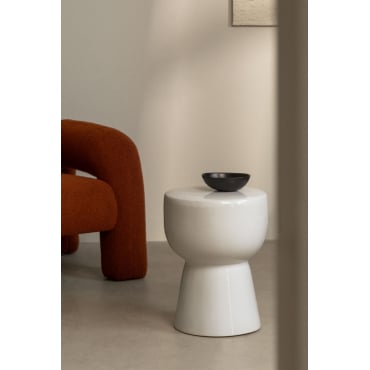 Ronde Bijzettafel Ø34 Cm Van Keramiek Kaly Wit - Sklum
