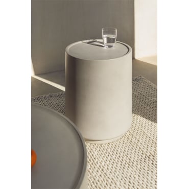Ronde Bijzettafel Voor De Tuin Ø35 Cm In Cement Darwys Zand Grijs - Sklum