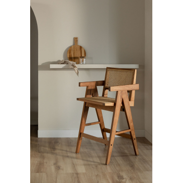 Hoge Kruk In Fresnohout En Rotan (65,5 Cm) Lali Ash Brown - Sklum