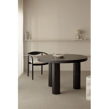 Ronde Eettafel In Mangohout (ø120 Cm) Amanza Gewoon Zwart - Sklum