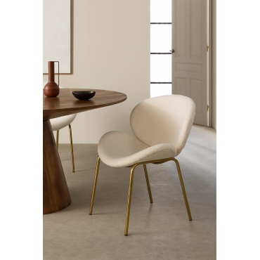 Set Van 4 Eetkamerstoelen Bekleed Met Chenille Fior White & Goud - Sklum