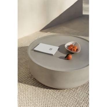 Ronde Tuintafel Ø80 Cm Van Cement Darwys Zand Grijs - Sklum