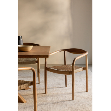 Set Van 4 Eetkamerstoelen Van Acaciahout Mallory Bruin - Tarwe - Sklum