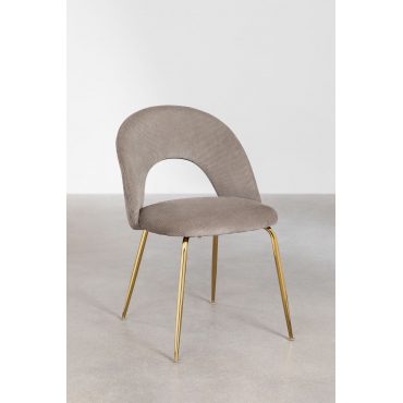 Eetkamerstoel In Fluweel Glorys Grijs – Taupe – Koel & Goud - Sklum