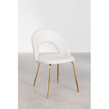 Set Van 4 Eetkamerstoelen Bekleed Met Glorys Deluxe-stof Crème Beige & Goud - Sklum