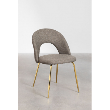 Eetkamerstoel Bekleed Met Glorys-stof Marrón Arena & Goud - Sklum