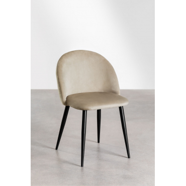 Kana Fluwelen Eetkamerstoelen Set Van 4 Bruin - Tarwe & Zwart - Sklum
